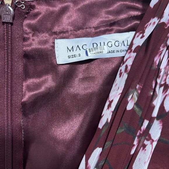 Ieena MacDuggal Womens Sz 2 Chiffon Floral V-Neck A-Line Maxi Dress Formal Prom - Picture 7 of 8